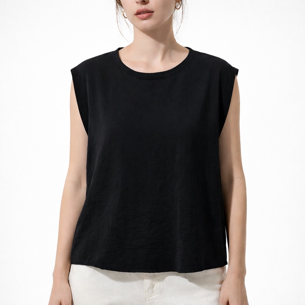 Calvin Klein Boxy Black Sleeveless Round-Neck Women's Business Casual Top XL